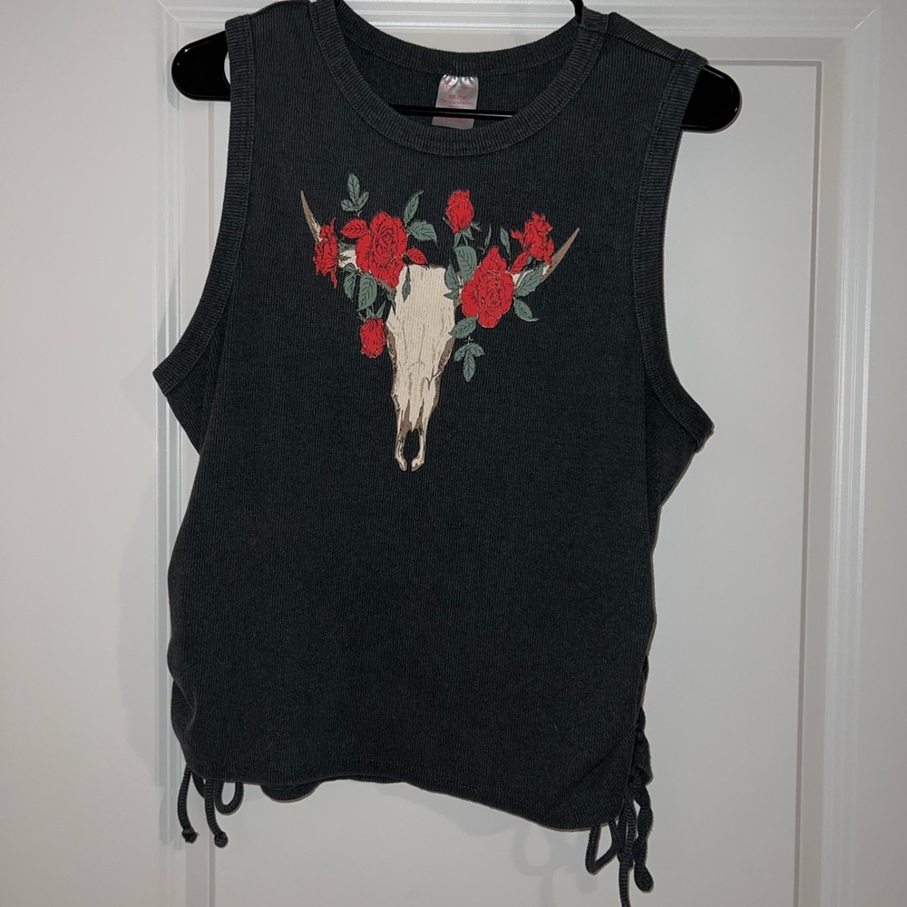 No Boundaries Charcoal Ribbed Crewneck Tank